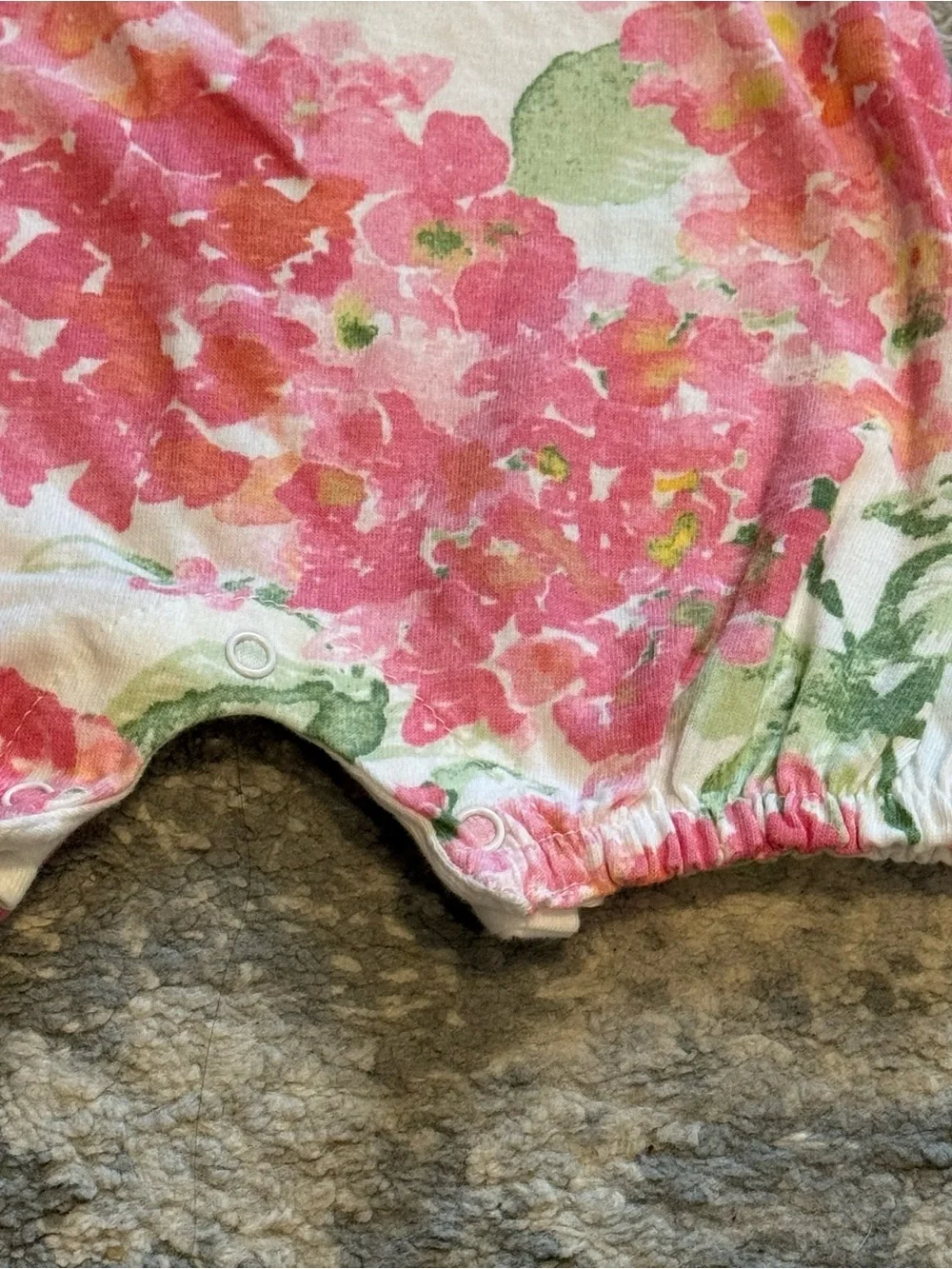 Burt’s Bees Baby Girl Floral Romper Newborn Pink Green Ruffle Sleeveless
